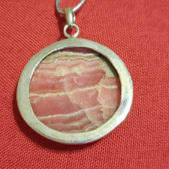 Rhodochrosite sterling silver pendant - Picture 2 of 6